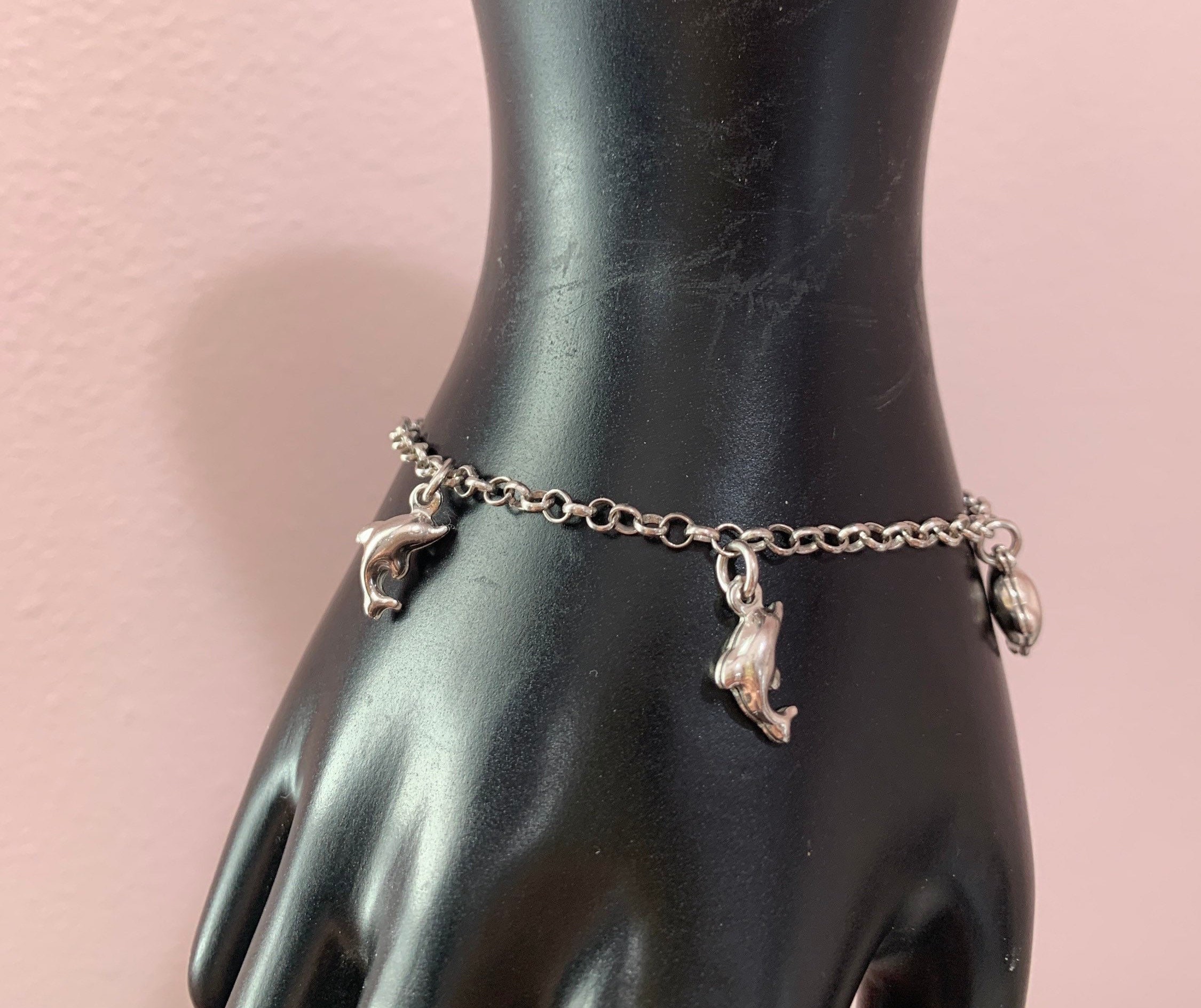 Bracelet Argent Ancien Dauphin Cösem Turquie Vintage Très Bon État