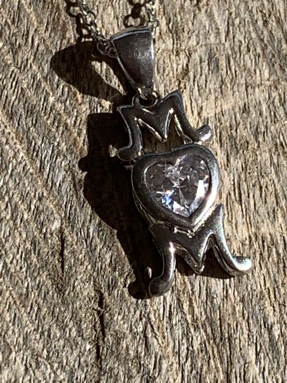 Chic Sterling Silver “MOM” with CZ Pendant! - image 3