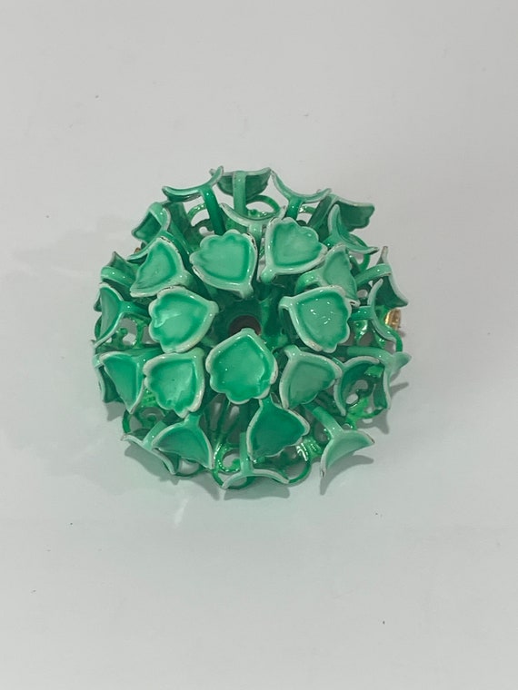 1950'-1960's  Vintage green enamel flower, domed,… - image 2