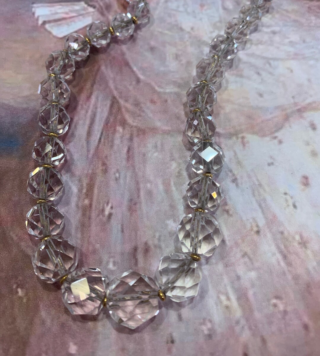 Vintage Signed Simmons Graduated Faceted Crystal on Chain - Etsy