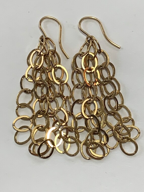 Multi 14k gold filled chain earrings. Gold Fringe… - image 6