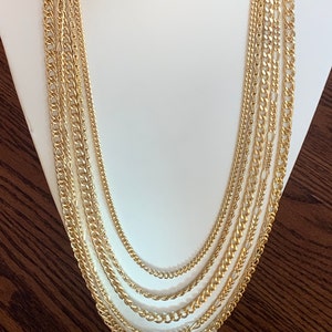 Vintage made in Korea waterfall multi  chain necklace in gold tone!