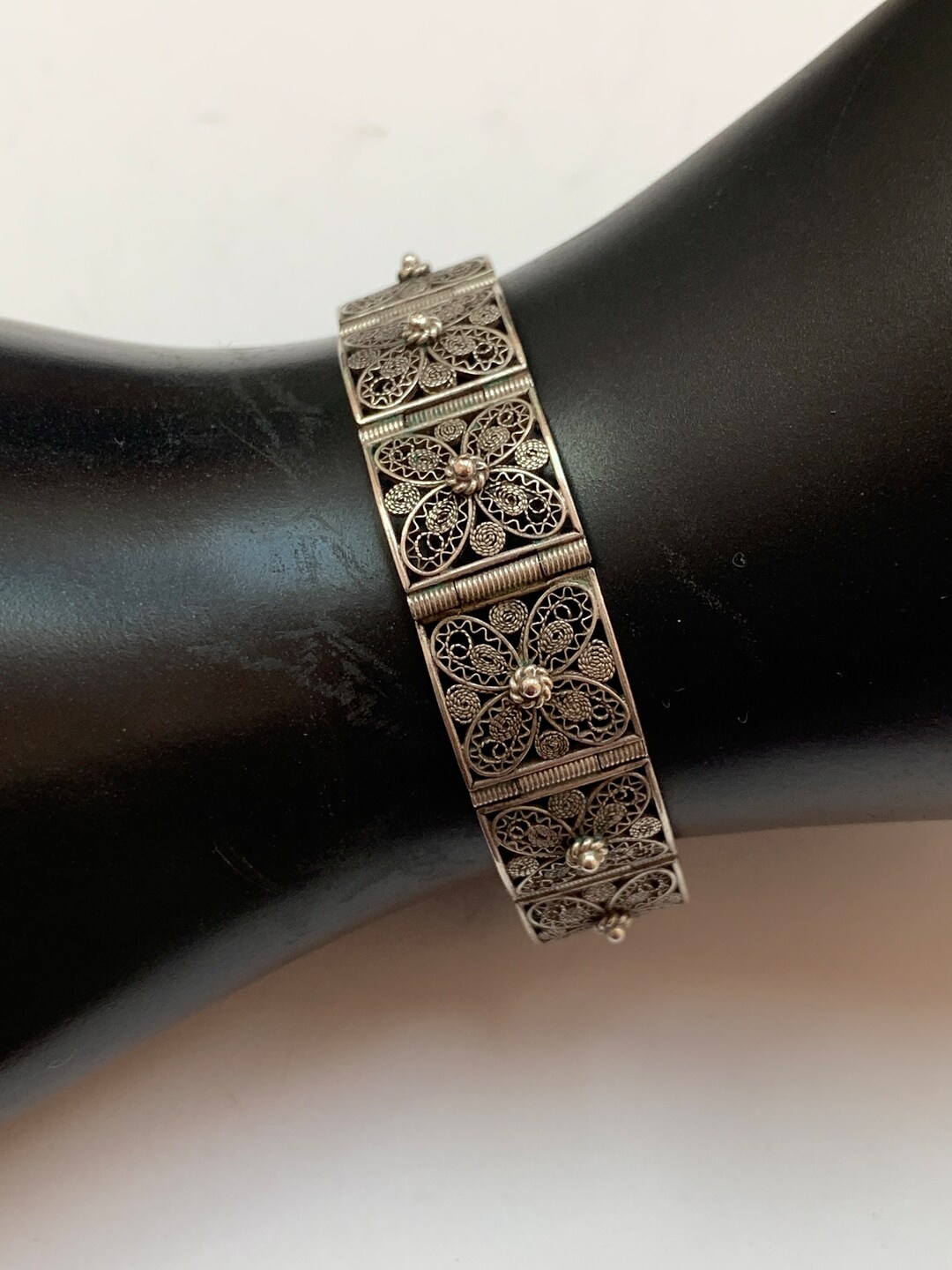 祝開店!大放出セール開催中 Vintage 800 Bracelet Panel Filigree Silver Solid Marked, シルバー