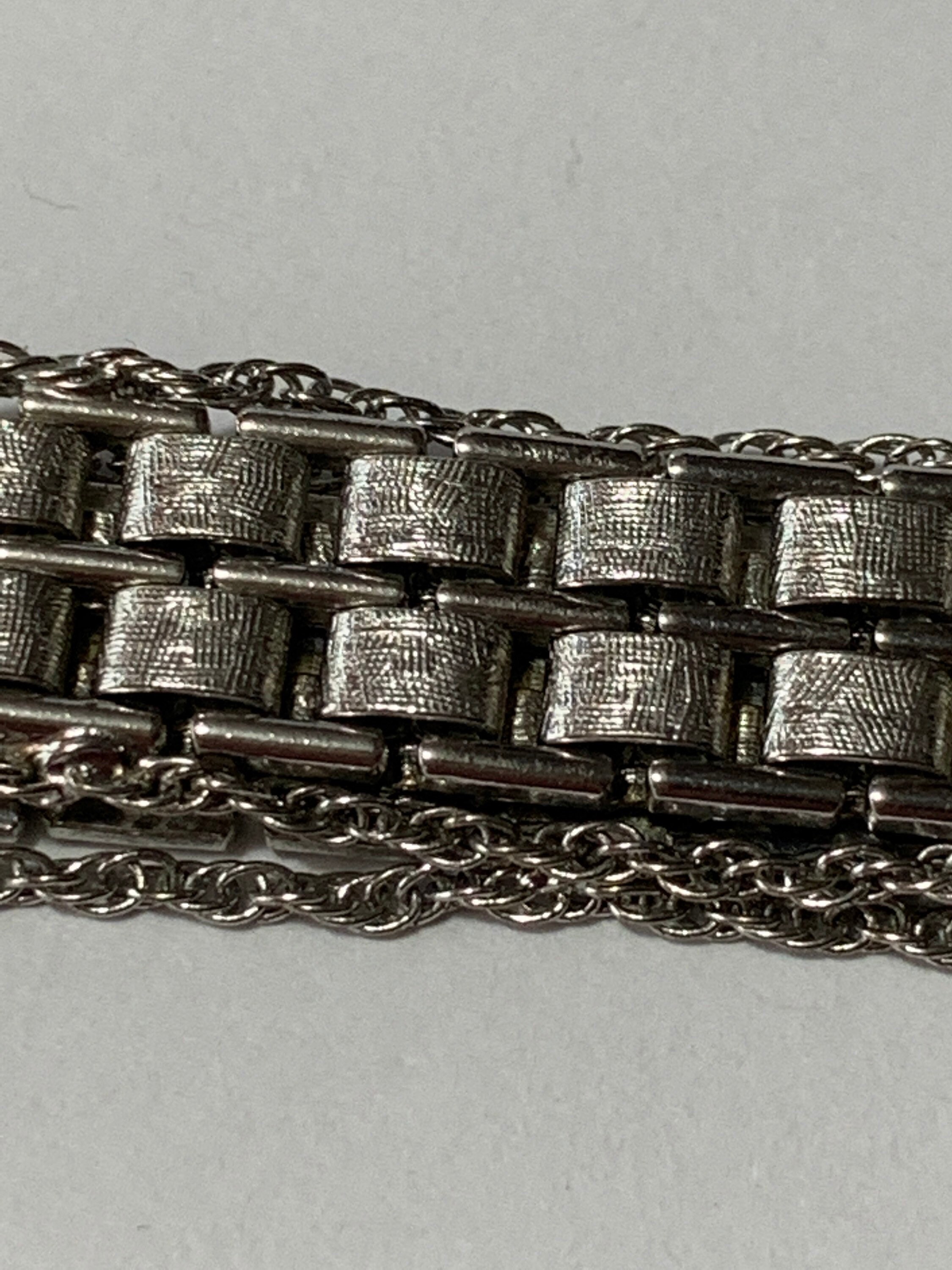 Vintage Goldette NY SIGNED Silver Tone Bracelet, Vintage