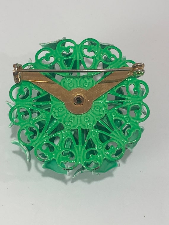 1950'-1960's  Vintage green enamel flower, domed,… - image 4