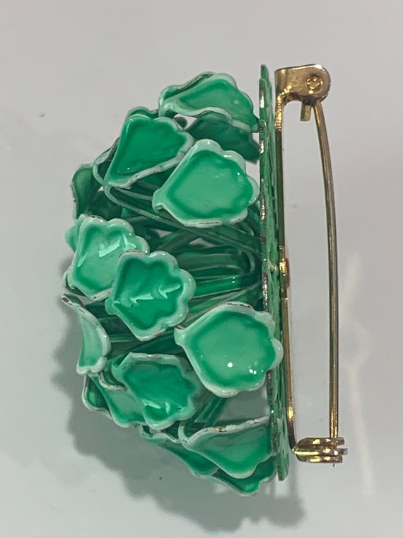 1950'-1960's  Vintage green enamel flower, domed,… - image 5