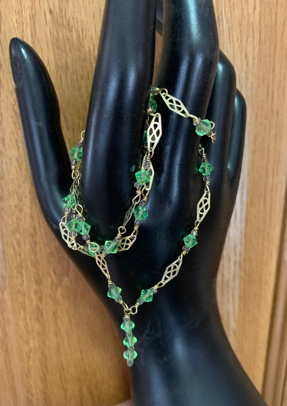 Old Vintage Gold Filled Green Crystals with gold p