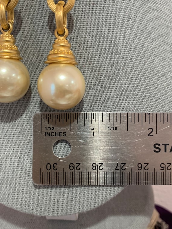Blanca signed large faux pearls dangle earrings! … - image 9