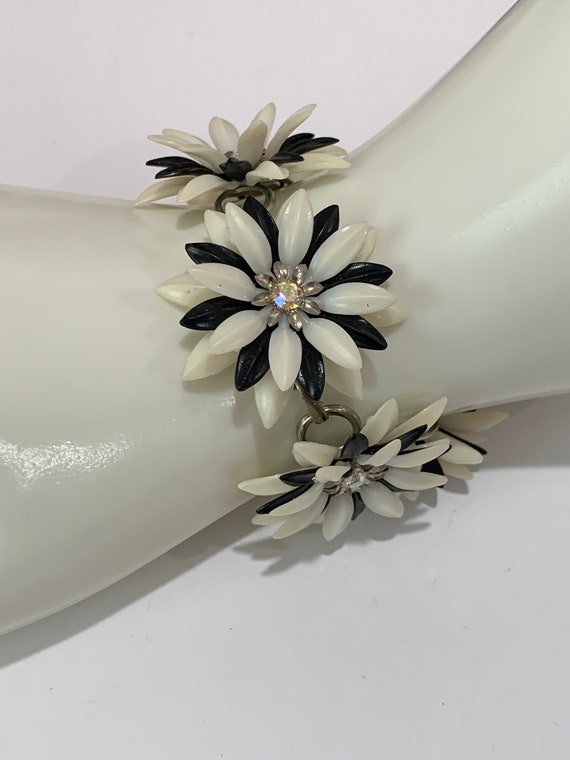 CORO black & white SOFT plastic daisy with AB rhi… - image 3