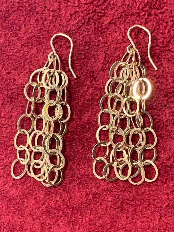 Multi 14k gold filled chain earrings. Gold Fringe… - image 5