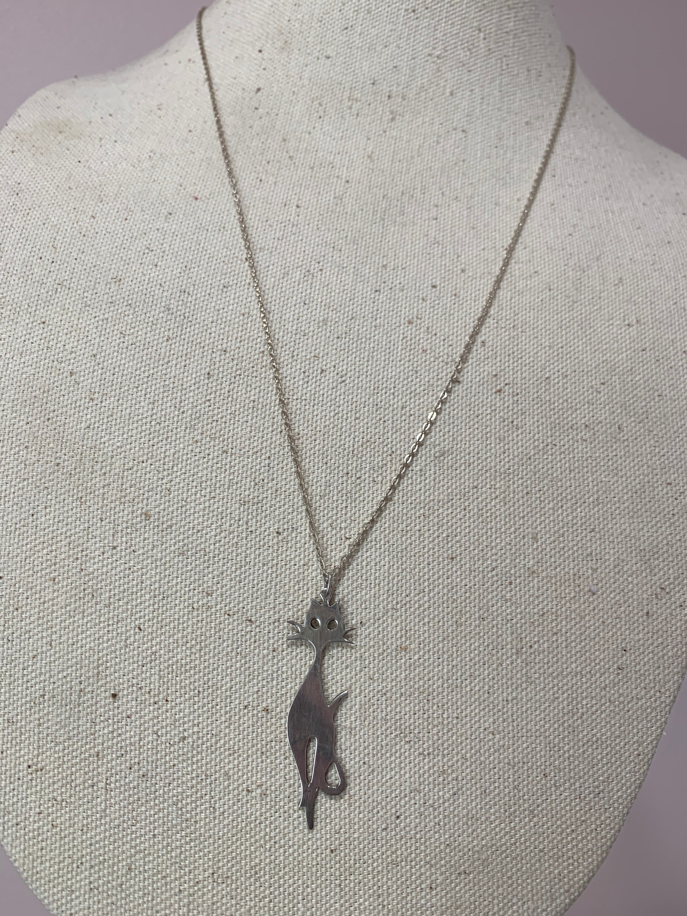 Cat Pendant/necklace! Lovely Sterling Silver Kitten Pendant! Cat