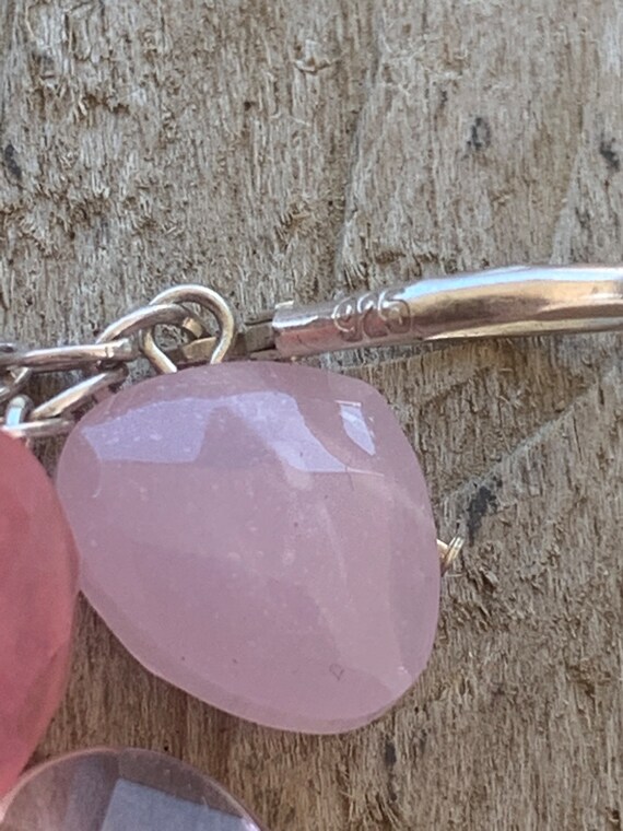 LARGE Pink Quartz multicolored drop earrings. Ste… - image 8