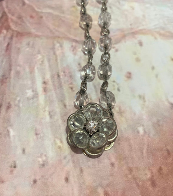 RARE vintage Austria signed bezel flower necklace! Au… - Gem
