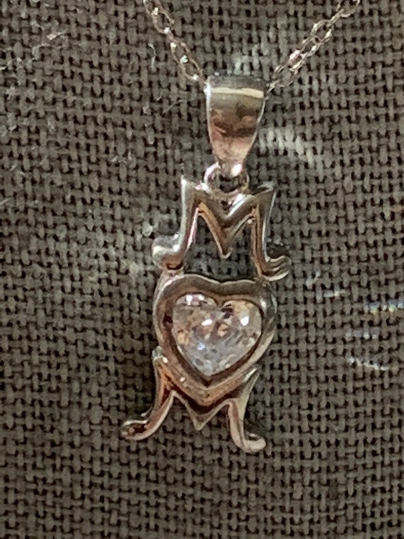 Chic Sterling Silver “MOM” with CZ Pendant! - image 2
