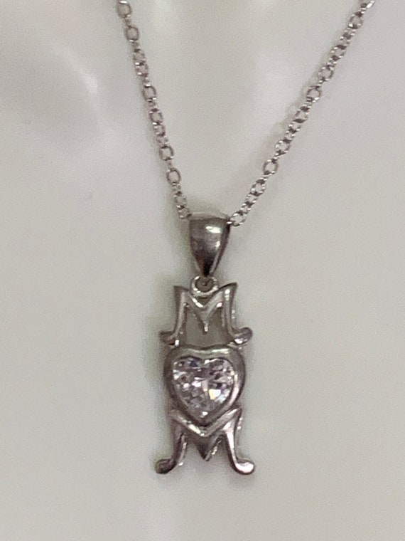 Chic Sterling Silver “MOM” with CZ Pendant! - image 4