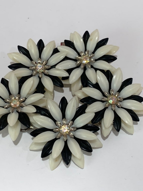 CORO black & white SOFT plastic daisy with AB rhi… - image 4