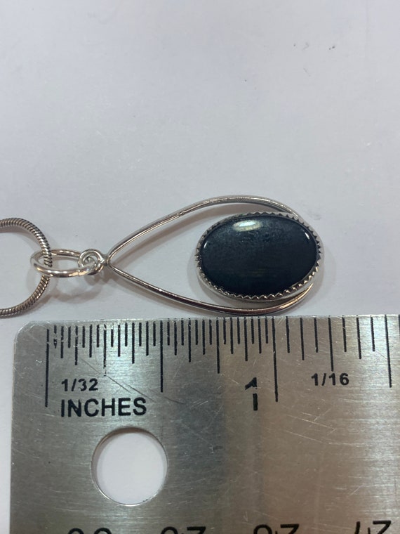 Natural black Onyx sterling silver pendant, .925 … - image 6