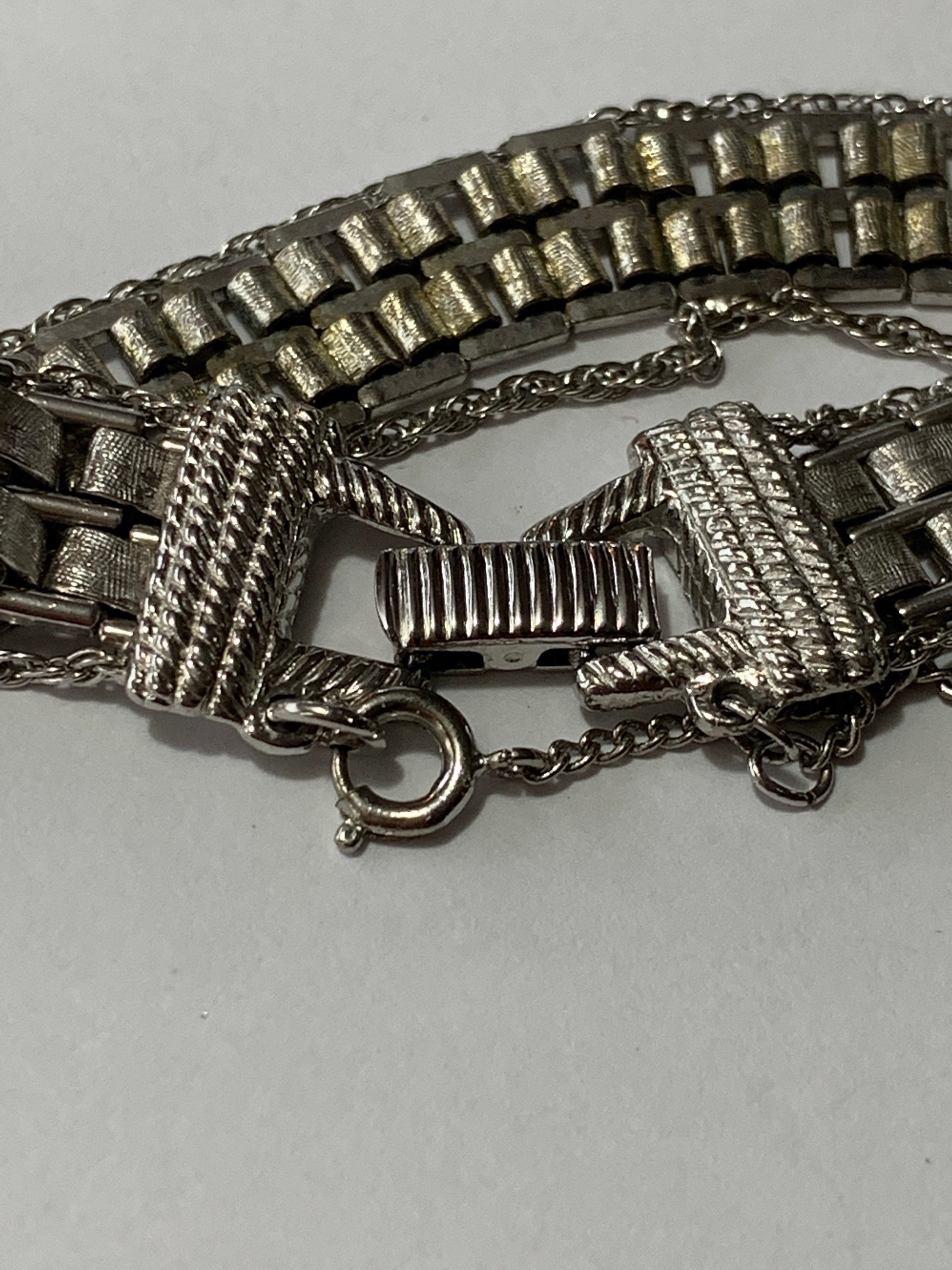 Vintage Goldette NY SIGNED Silver Tone Bracelet, Vintage