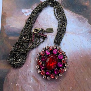 BADGLEY MISCHKA Crystal STATEMENT Necklace Brushed Brass!