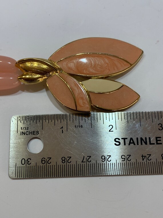 Vintage TRIFARI pink enamel pendant, Lucite beade… - image 8