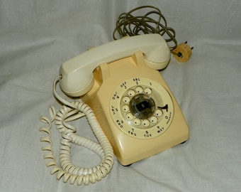 Vintage Bell System Western Electric Cream/Tan/Beige Rotary Dial Desk Phone Telephone