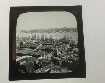 A magic lantern slide of New York circa 1982 USA by Newton & Co London b/w slides.