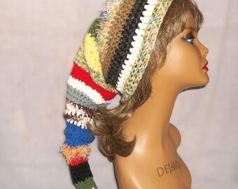 Long Tail Pixie Hat, Multi-Color Festival Headwear, Colorful Elf Cap, Cosplay