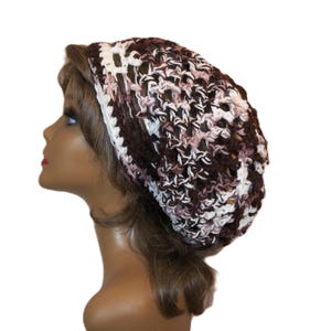 Crochet Slouchy Tam: Chunky Dreads Hat, Burgundy Pink White