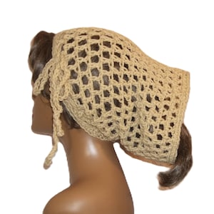 Crochet Dreadlock Headband: Tan Acrylic Hair Wrap