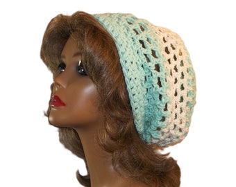 Crochet Slouchy Beanie: Acrylic Rasta Tam, Dreads Cap