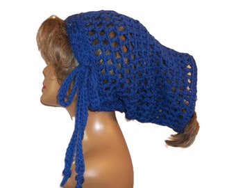 XL Dreadlock Headband: Blue Acrylic Hair Wrap with Ties