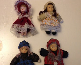 Genesee Country Village (Mumford, New York) mini handmade dolls set of 4