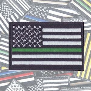 USA Green Thin Line Flag Embroidered Patch Border Patrol Park Rangers