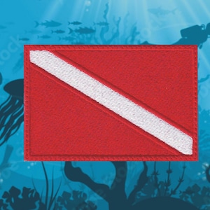 Diver Flag Scuba Embroidered Patch