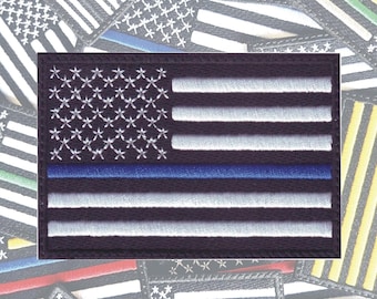 USA Blue Thin Line Flag haftowana naszywka 3 rozmiary US Law Enforcement
