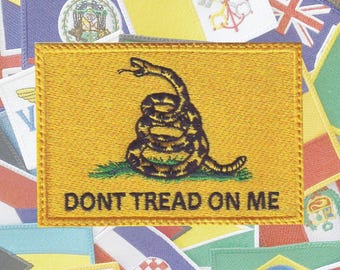 Don't Tread on Me Gadsden Flag Embroidered Patch DTOM Flag 2 Sizes