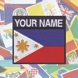 Philippines Personalized Badge Flag Embroidered Patch Custom Name Flag Patch 2 Sizes