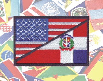 Toppa ricamata con bandiera combinata USA America / Repubblica Dominicana USA Republica Dominicana