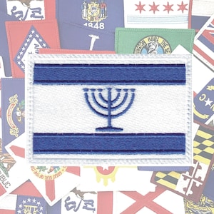 Israel Menorah Flag Embroidered Patch