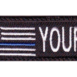 USA Thin Blue Line Personalized Embroidered Name Tag Patch