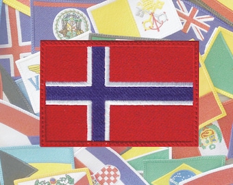 Toppa ricamata con bandiera norvegese Toppa con bandiera norvegese da stirare, agganciare con velcro o da cucire