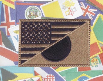 US / Japan Combo Embroidered Flag Patch Sand, Olive, Gray