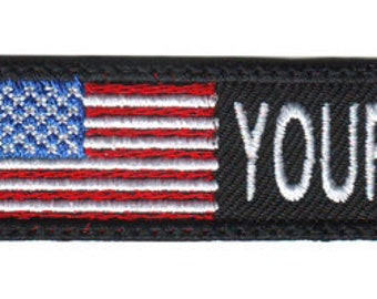 USA ID Flag Personalized Embroidered Name Tag Patch