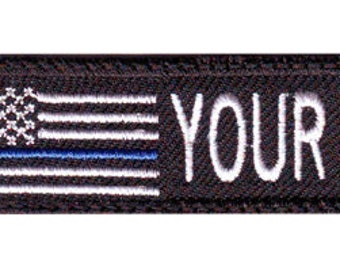 USA Thin Blue Line Personalized Embroidered Name Tag Patch