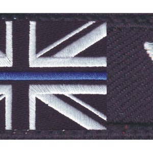 UK Thin Blue Line Personalized Embroidered Name Tag Patch