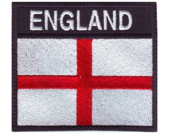 ENGLAND ST GEORGE FLAG EMBROIDERY KEYRING EMBROIDERED PATCH KEYCHAIN CHROME RING