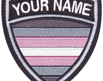 Demigirl LGBTQ Pride Flag Personalized Crest Flag name Embroidered Patch