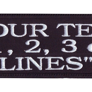 Large Rectangular Black 5" to 10" inches Personalized Embroidered Name Tag Patch