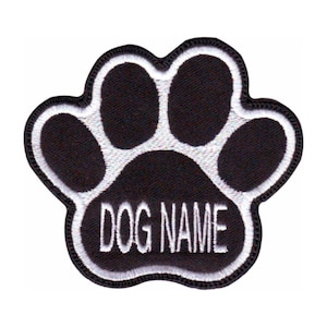 Personalized Dog Name Paw (Black) Embroidered  Patch