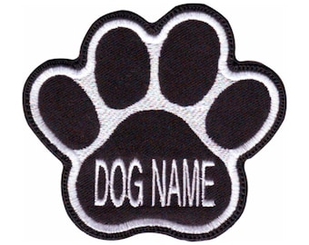 Personalized Dog Name Paw (Black) Embroidered  Patch